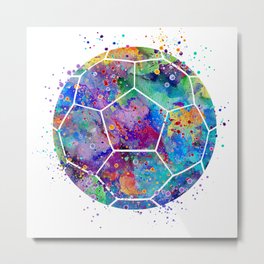 Soccer Ball Colorful Watercolor Sports Metal Print