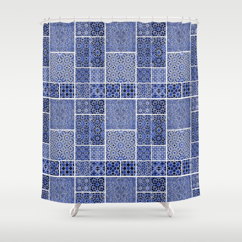 Homemade Blue Zellige Pattern Shower Curtain By Eurozoom Society6