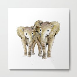 He Is My Brother Metal Print | Painting, Cute, Elephants, Little Elephant, Elephant, Brother, Art, Baby Elephant, Nursery, Animal 
