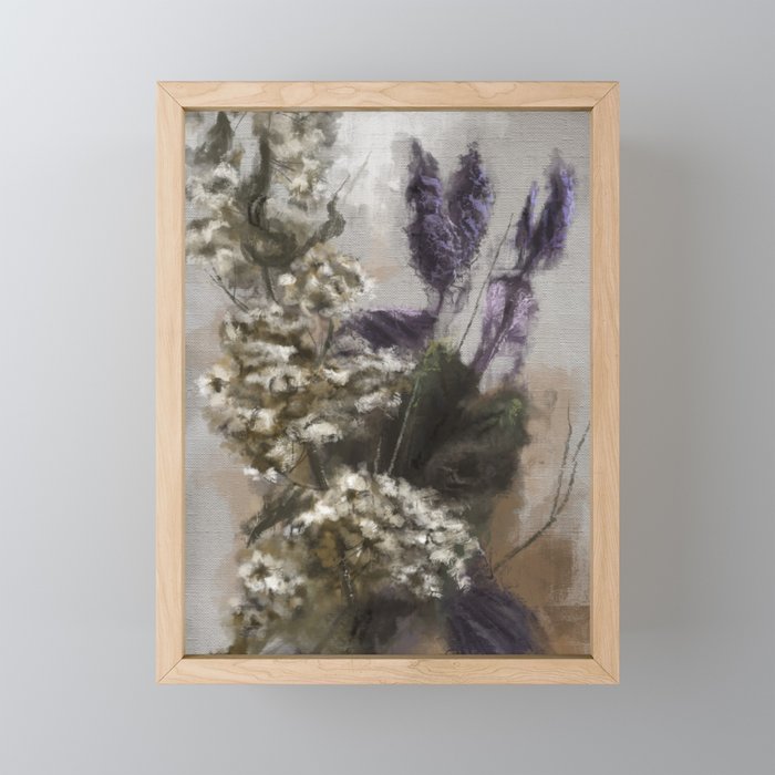Bouquet of dried flowers - Digital painting Framed Mini Art Print