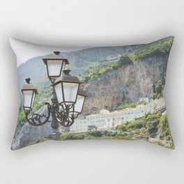 Positano | Old street lamp and buildings on the cliffs | Amalfi Coast, Italy Rectangular Pillow