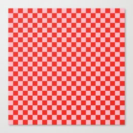 Checker Pattern 348 Red and Pink Canvas Print