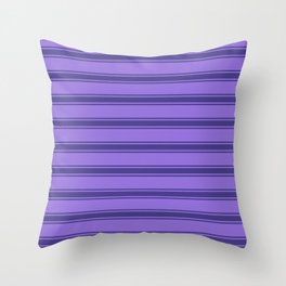 [ Thumbnail: Purple and Dark Slate Blue Colored Pattern of Stripes Throw Pillow ]
