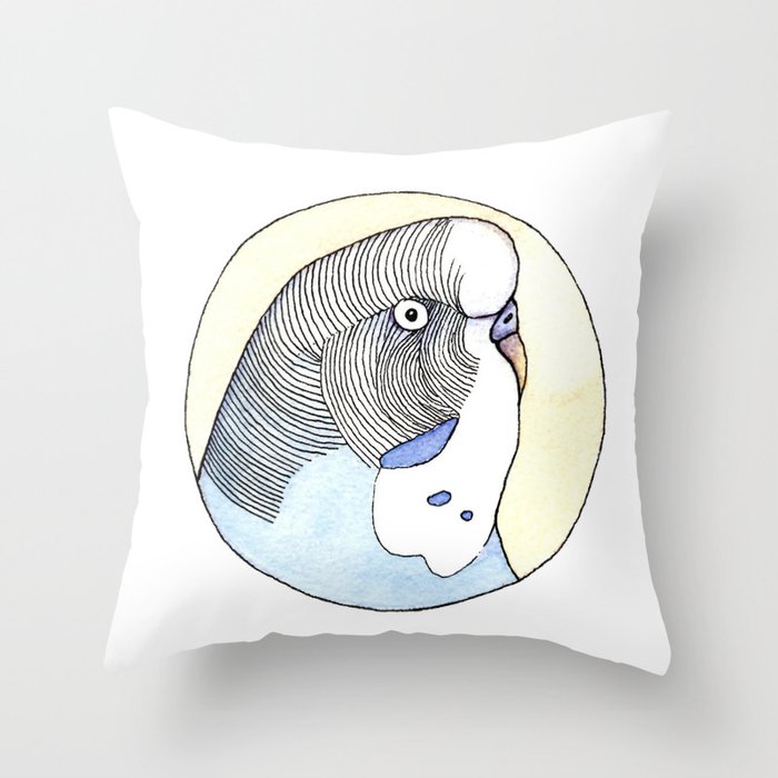 Parakeet Portrait  Throw Pillow
