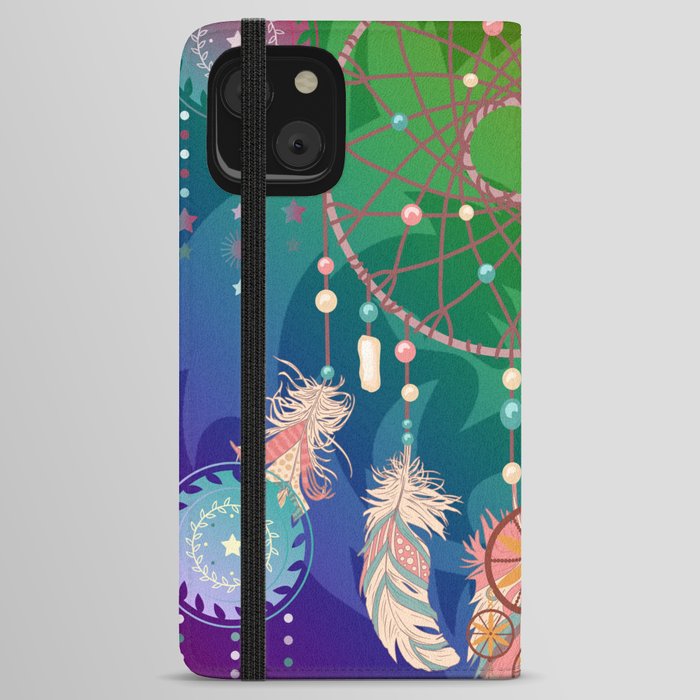 Dreamcatchers with Rainbow Wolf  iPhone Wallet Case