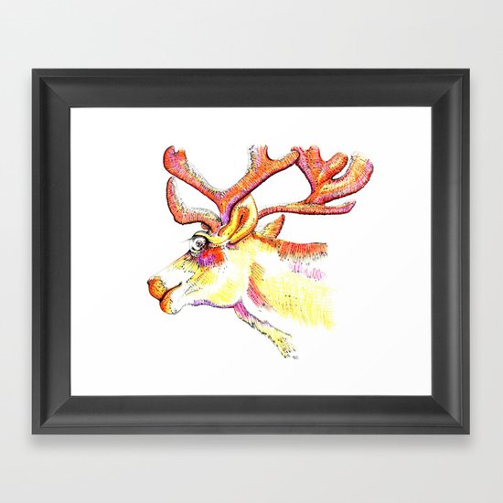 Holdiday drawings : Reindeer Framed Art Print
