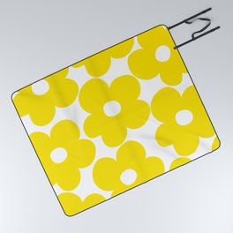Retro Neon Yellow Daisies #1 #decor #art #society6 Picnic Blanket