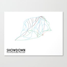 Showdown, MT - Minimalist Trail Art Canvas Print | Vector, Abstract, Graphic Design, Illustration 