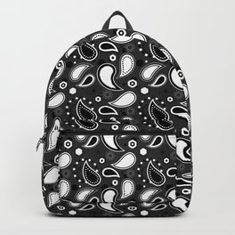 Large Black and White Paisley Pattern Backpack | Large, Blackandwhite, Black and White, Paisleymotif, Paisleystyle, Whitepaisley, Design, Black Whitemotif, Graphicdesign, Black 