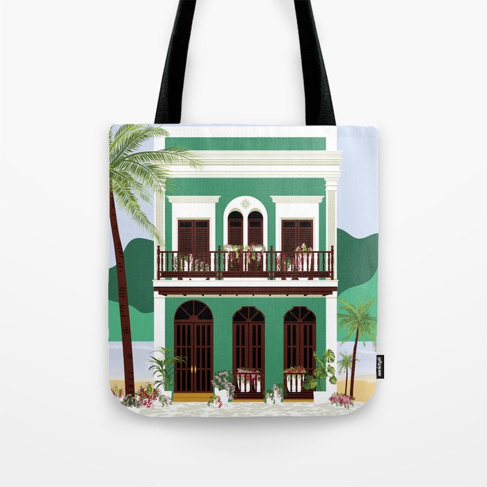 Green Puerto Rico House on the Beach Tote Bag