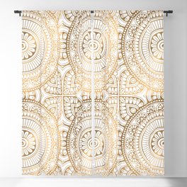 Mandala Gold Pattern Illustration With White Shimmer Blackout Curtain