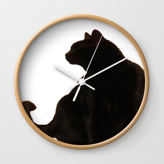Halloween Black Cat Silhouette Wall Clock By Taiche Society6