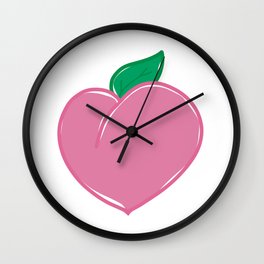 Our Peaches are Delicious Wall Clock | Fruity, Digitaldesign, Graphicdesign, Peachy, Deliciousfruit, Fresh, Sweetfruit, Yummy, Cute, Pink 