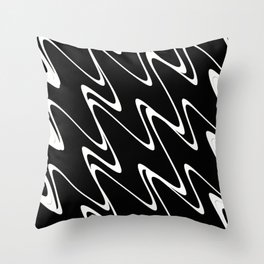 Black & White Waves Throw Pillow