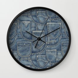 Jean Pockets - medium denim blue Wall Clock