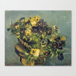 Basket of Pansies on a Table, Vincent van Gogh Canvas Print