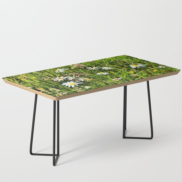 Scottish Highlands Summer Wild Flowers with Dew Drops in I Art Coffee Table