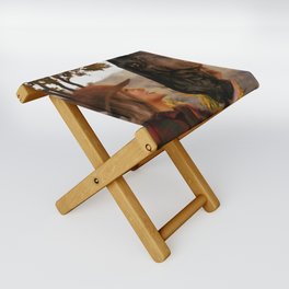 COUNTRY GIRLS (Girl and Her Horse) Folding Stool