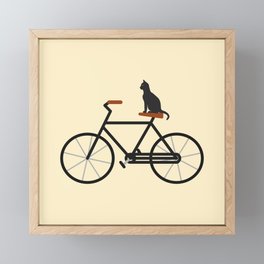 Cat Riding Bike Framed Mini Art Print