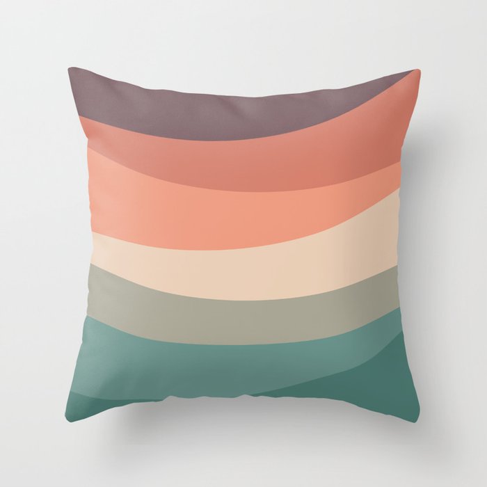 Colorful retro style curves design 3 Throw Pillow