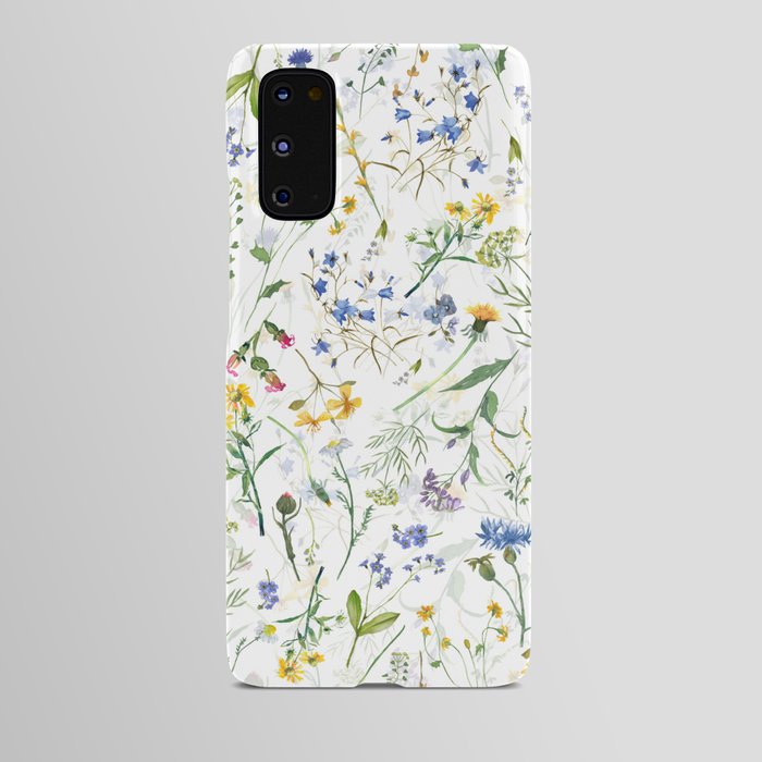 Scandinavian Midsummer Blue And Yellow Wildflowers Meadow  Android Case
