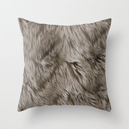 Fur Texture Long Beige and Brown Hair Graphic Art Soft Texture Throw Pillow