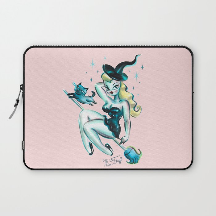 Blonde Witch with Kitty Laptop Sleeve