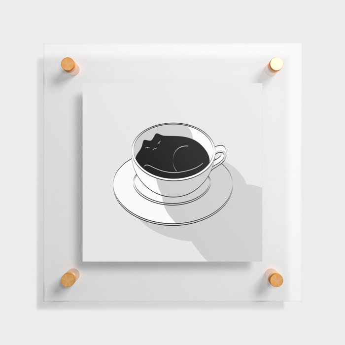 Coffee Cat 5: Black Catfee Floating Acrylic Print