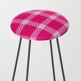 Red & White Color Check Design Counter Stool