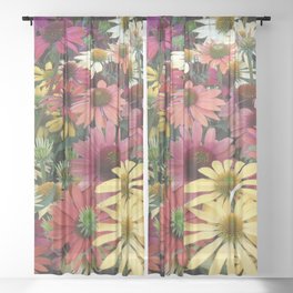 Wildflower Coneflower Field Sheer Curtain
