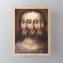 Three Faced Jesus The Holy Trinity Framed Mini Art Print