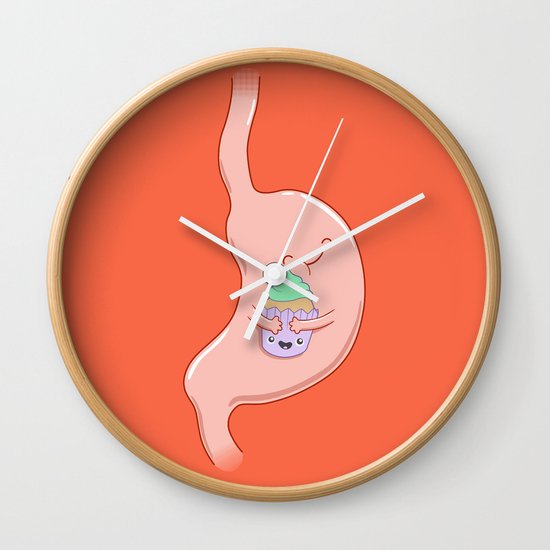 My Stomach Loves Cupcakes Wall Clock