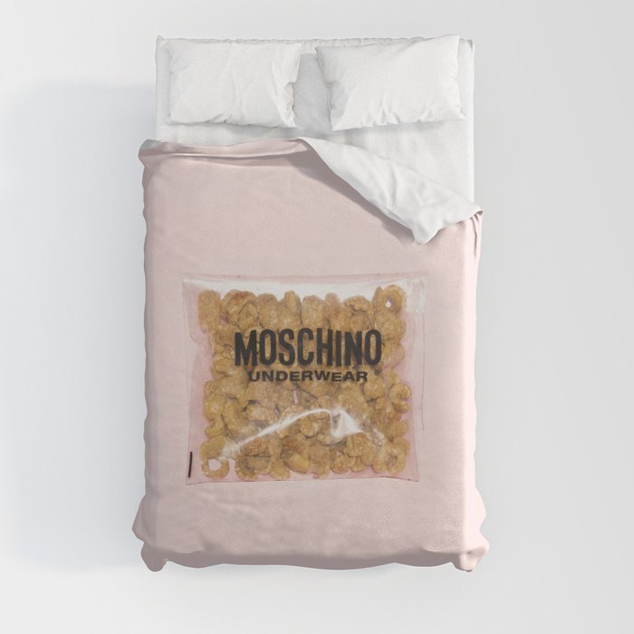 Moschino Pink Bag with Snacks Duvet Cover