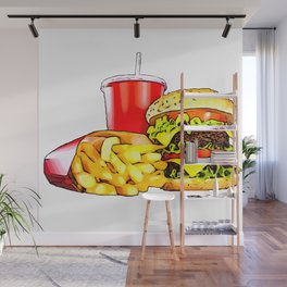 Burger and Fries  Wall Mural