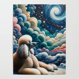 Poodle Contemplation: Cascades of Color Poster