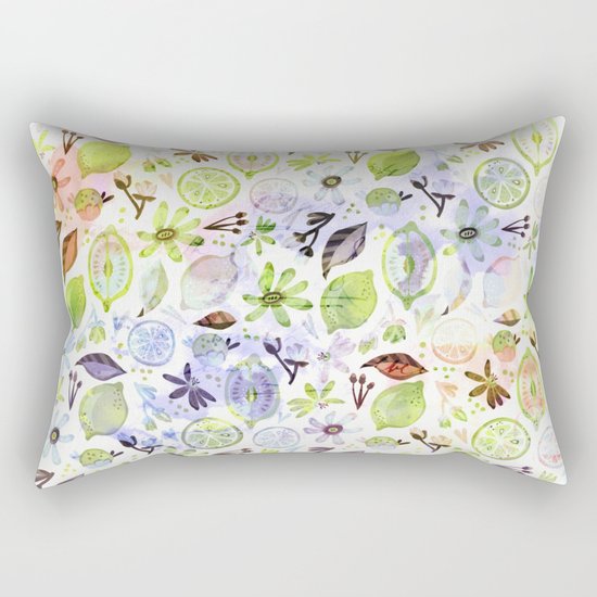 Lemons and flowers- floral Summer pattern on #Society6 Rectangular Pillow