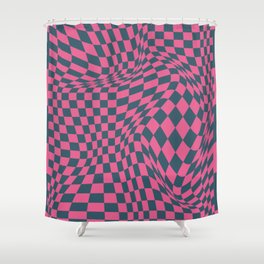 Chequerboard Pattern - Pink Blue 2 Shower Curtain