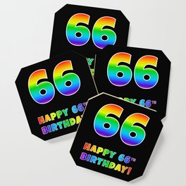 [ Thumbnail: HAPPY 66TH BIRTHDAY - Multicolored Rainbow Spectrum Gradient Coaster ]