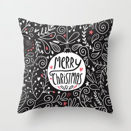 Merry Christmas doodles Throw Pillow