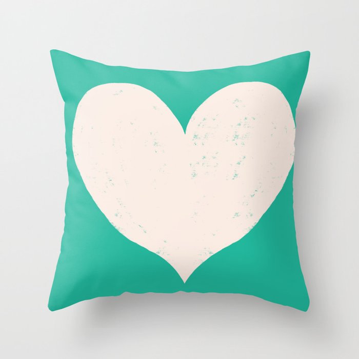 Valentines Heart Aqua Throw Pillow