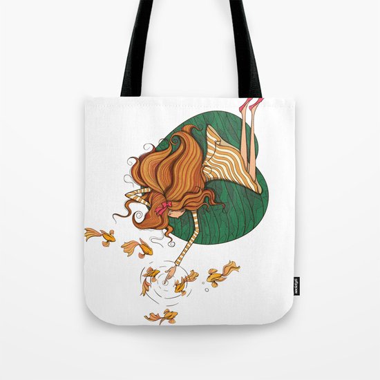 Girl and fish Tote Bag