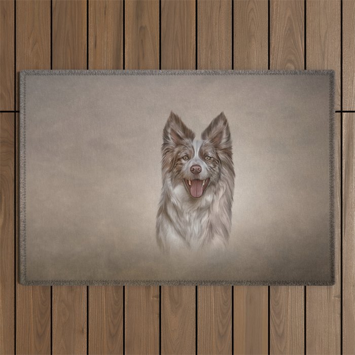 Drawing Dog breed Border Collie 8 Outdoor Rug