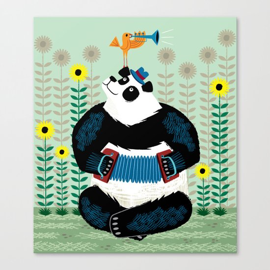 Panda Piazzolla and The Trumpet Bird Canvas Print