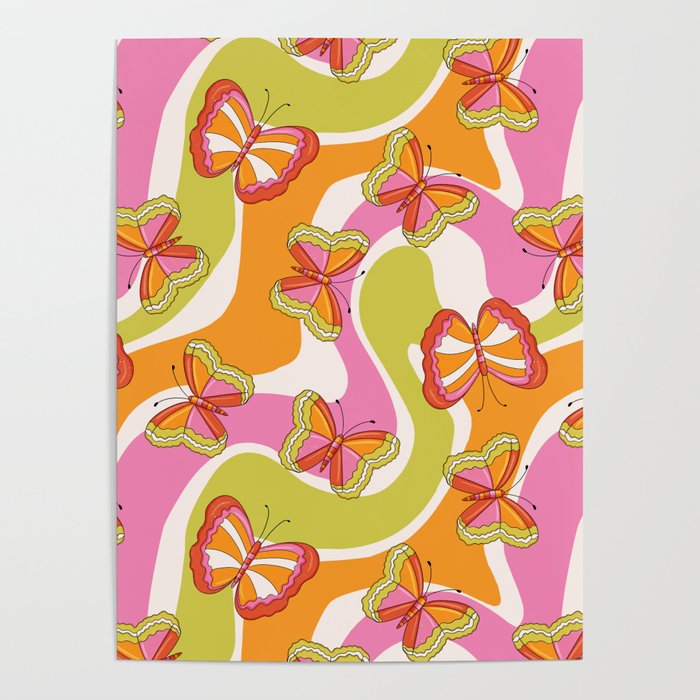 Groovy Butterfly 70s  Poster