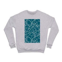 Off White Scribbled Lines Abstract Hand Drawn Mosaic on Tropical Dark Teal Inspired by Sherwin Williams 2020 Trending Color Oceanside SW6496 Crewneck Sweatshirt
