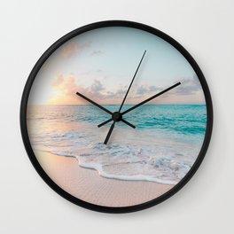 Beautiful tropical turquoise sandy beach photo Wall Clock