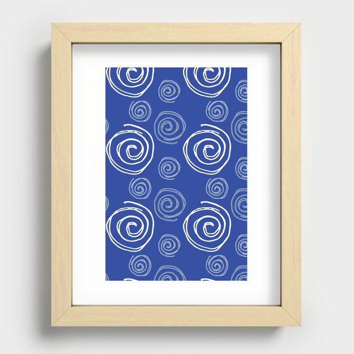 Twirly Swirly All Blue Recessed Framed Print