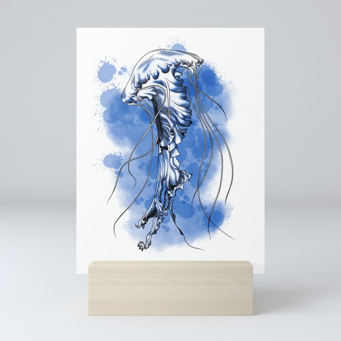 Blue jellyfish Mini Art Print