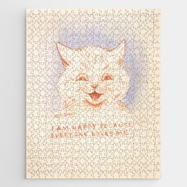 'I Am Happy Because Every One Loves Me' Louis Wain Cat Jigsaw Puzzle