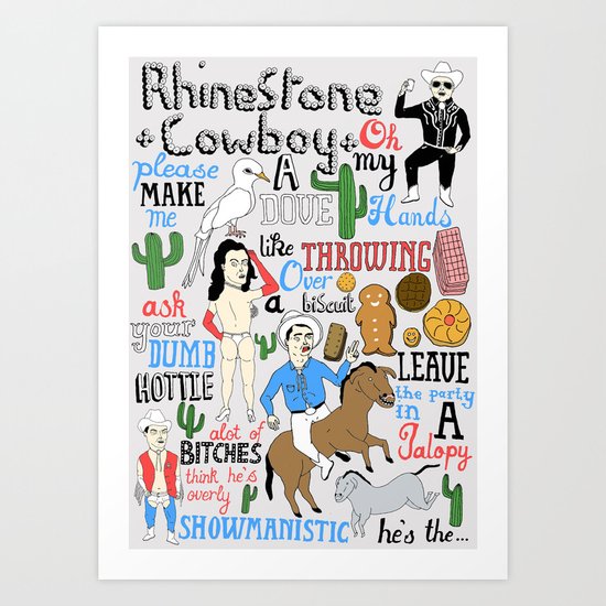 Illustrated song lyrics Art Print